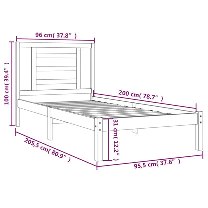 Giroletto senza Materasso Bianco 90x200 cm Legno Massello Pino | homemem39