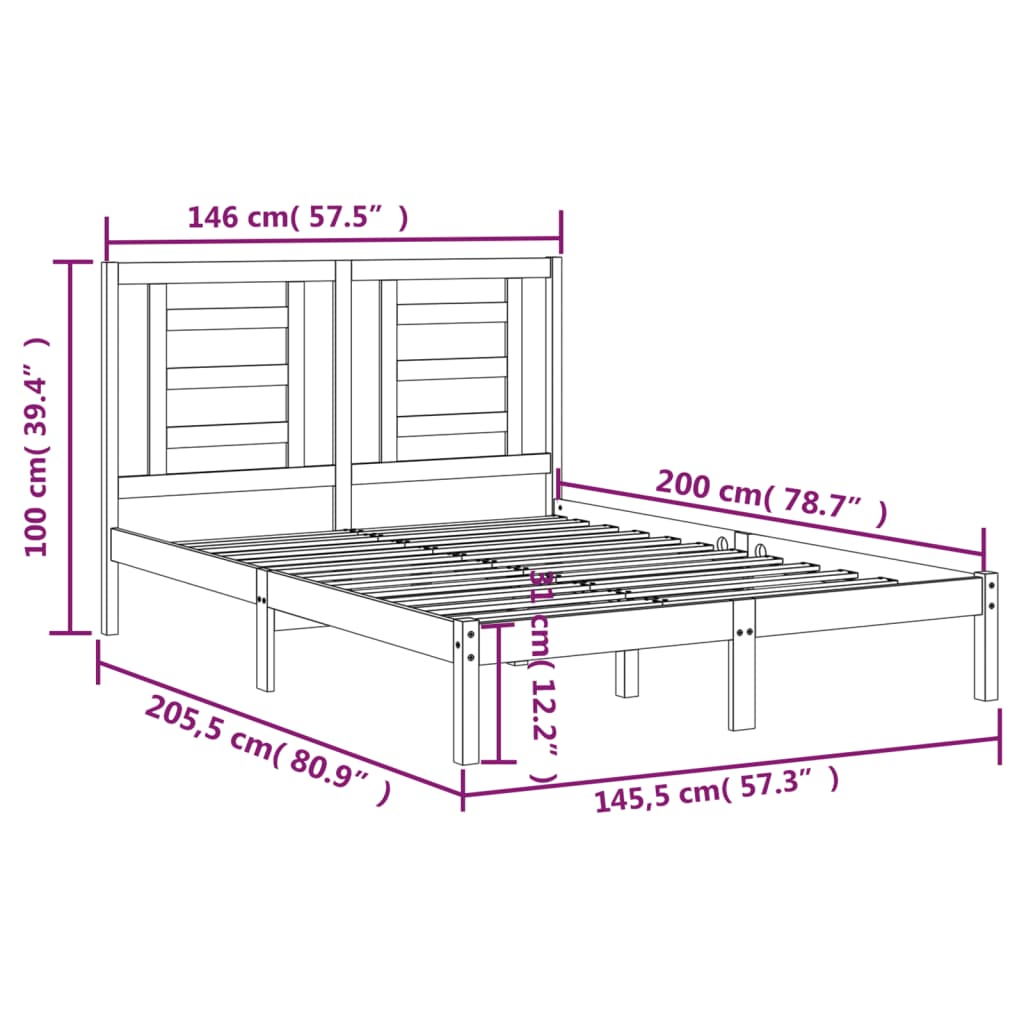 Giroletto senza Materasso 140x200 cm in Legno Massello di Pino | homemem39