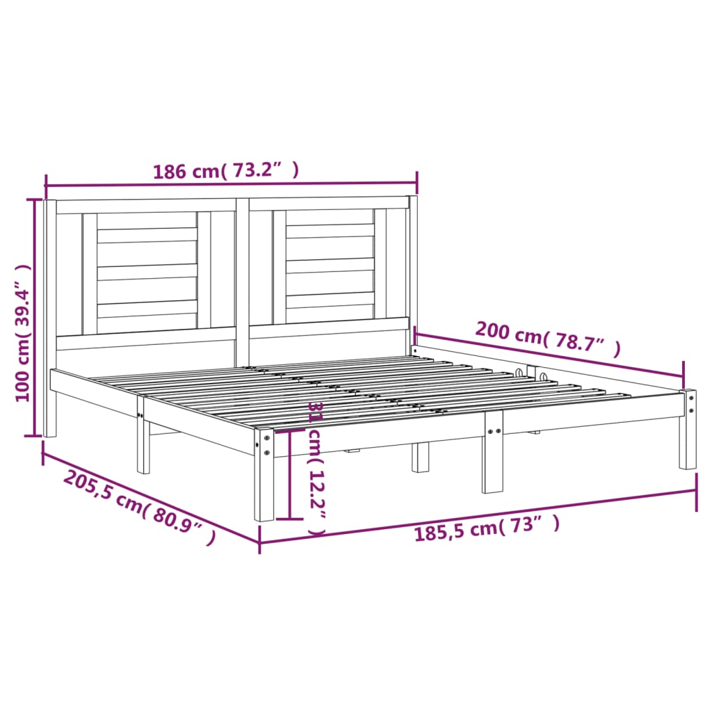 Giroletto Bianco in Legno Massello 180x200 cm Super King | homemem39