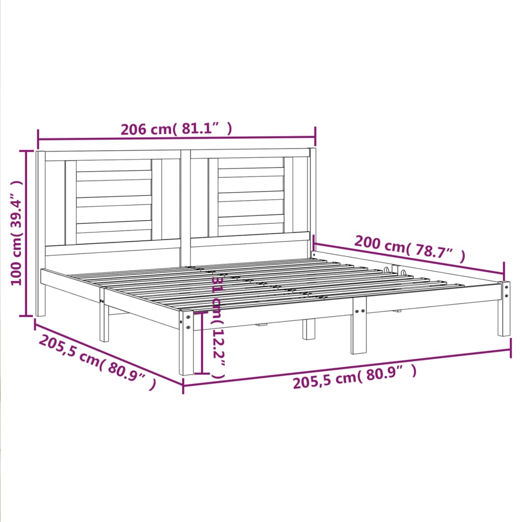 Giroletto senza Materasso 200x200 cm in Legno Massello di Pino | homemem39