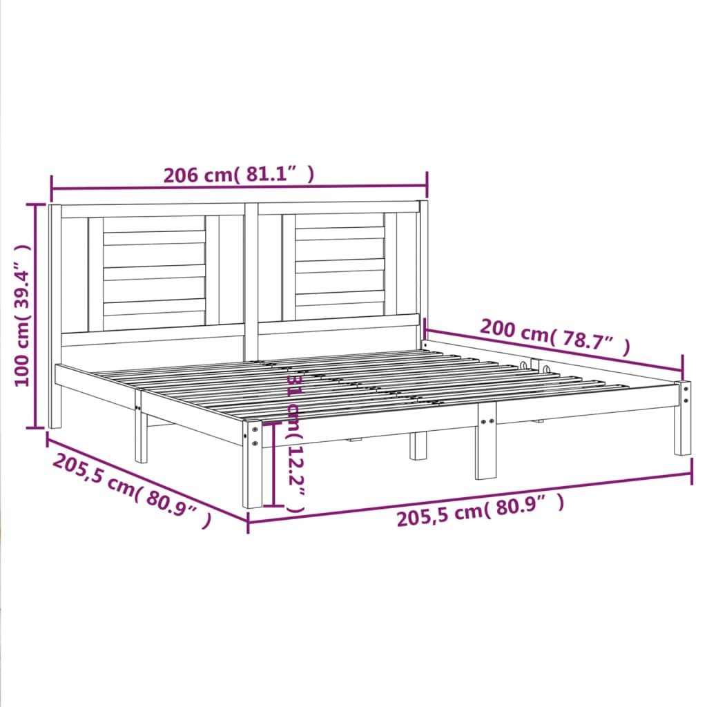Giroletto Grigio in Legno Massello di Pino 200x200 cm | homemem39
