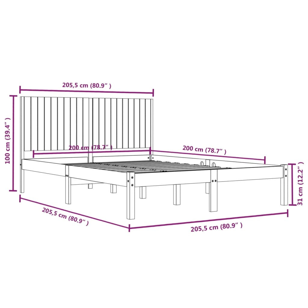 Giroletto senza Materasso 200x200 cm in Legno Massello di Pino | homemem39