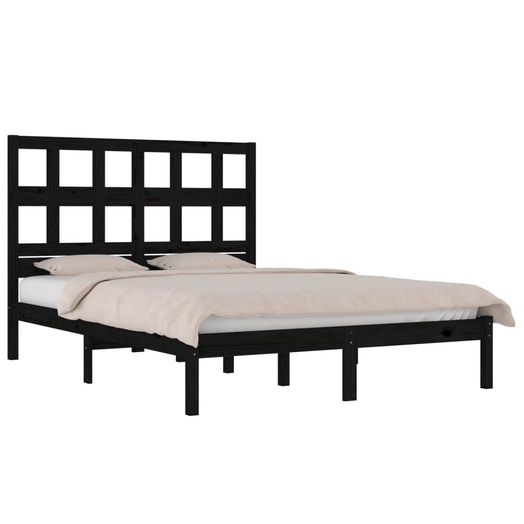 Giroletto Nero in Legno Massello di Pino 140x190 cm | homemem39