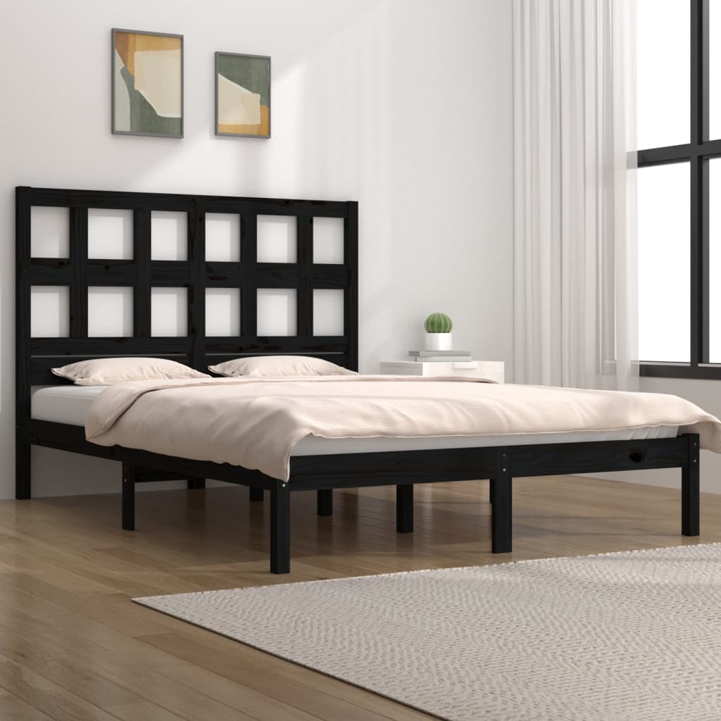 Giroletto Nero in Legno Massello di Pino 200x200 cm | homemem39