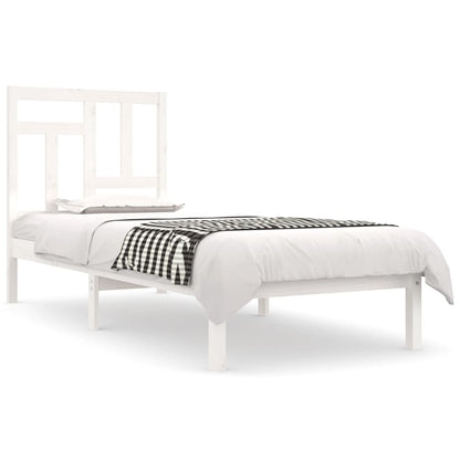 Letto senza Materasso Bianco 90x190 cm in Legno Massello Pino