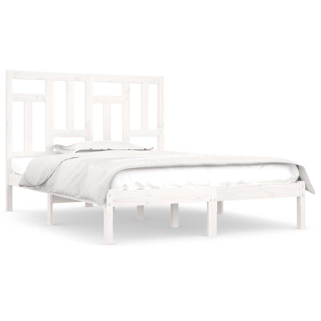 Letto senza Materasso Bianco 140x190 cm Legno Massello di Pino | homemem39