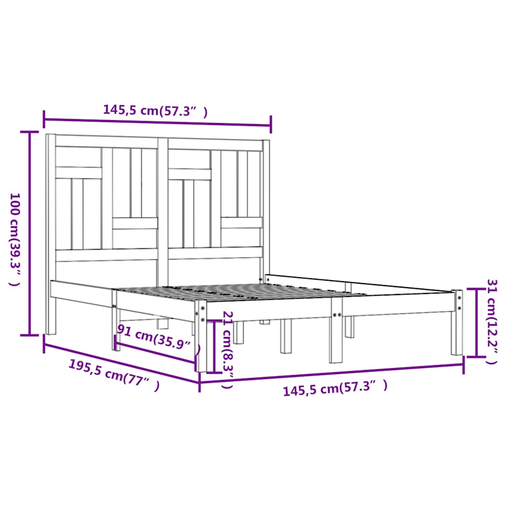 Letto senza Materasso Bianco 140x190 cm Legno Massello di Pino | homemem39