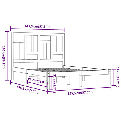 Letto senza Materasso Bianco 140x190 cm Legno Massello di Pino | homemem39