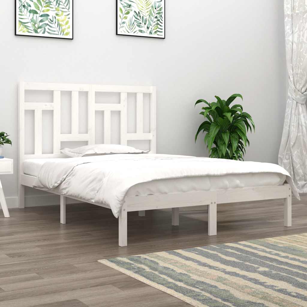 Letto senza Materasso Bianco 140x190 cm Legno Massello di Pino | homemem39