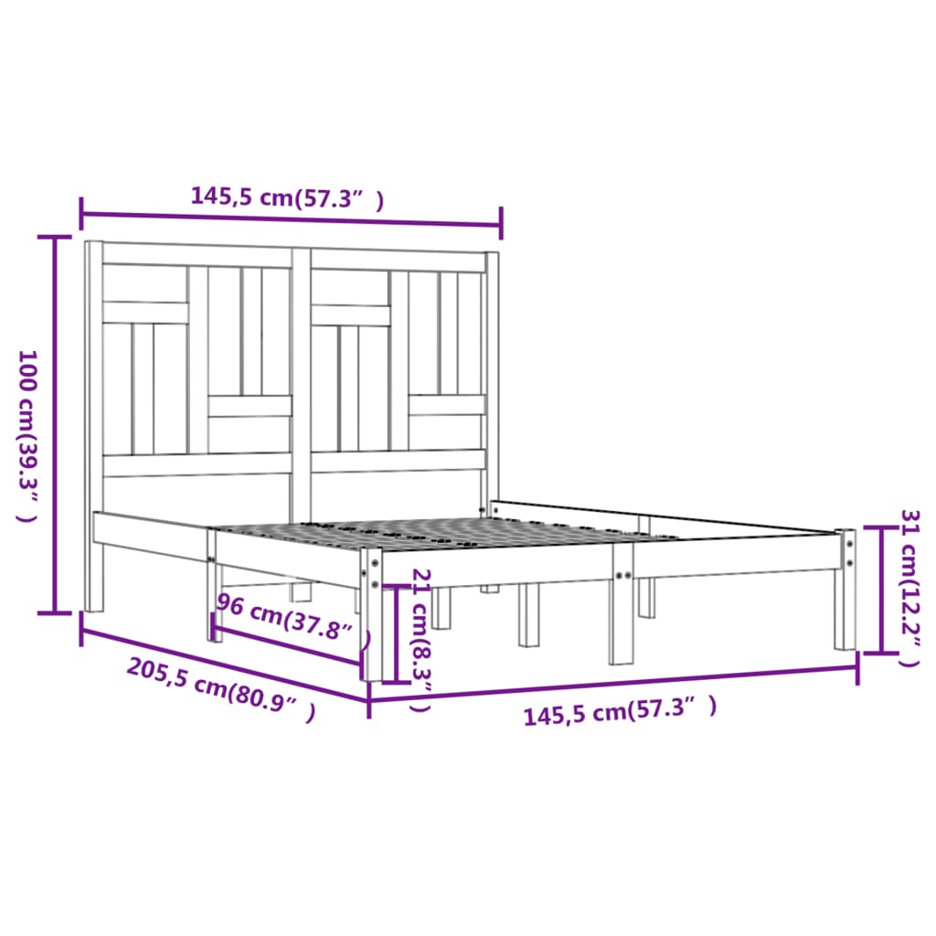 Giroletto senza Materasso Bianco 140x200 cm Legno Massello Pino | homemem39