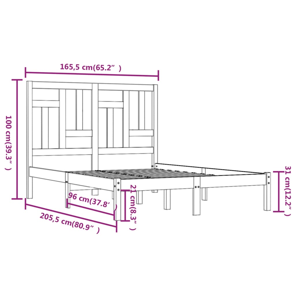 Giroletto senza Materasso 160x200 cm in Legno Massello di Pino | homemem39