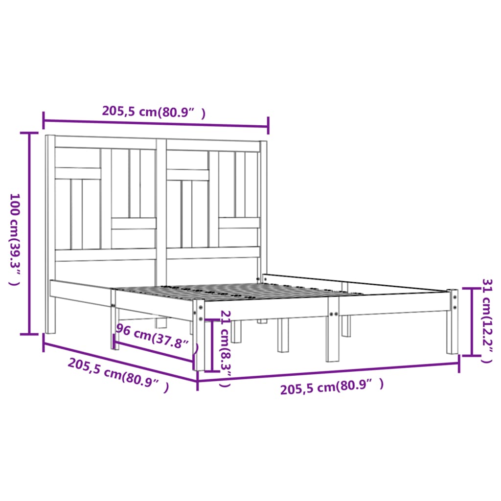Giroletto Grigio in Legno Massello di Pino 200x200 cm | homemem39