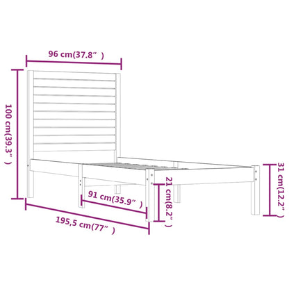Giroletto Bianco in Legno Massello 90x190 cm Single | homemem39
