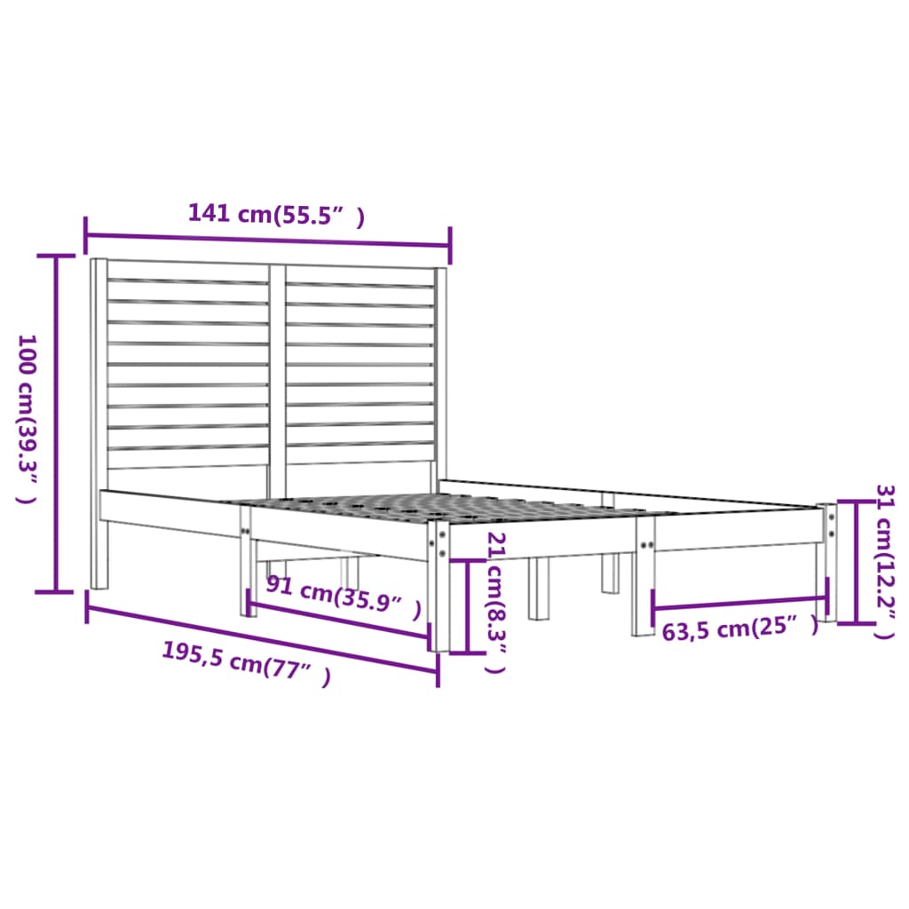 Giroletto Bianco in Legno Massello 135x190 cm Double | homemem39