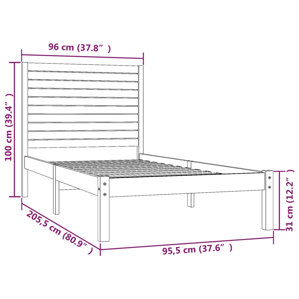 Giroletto Bianco in Legno Massello 90x200 cm | homemem39