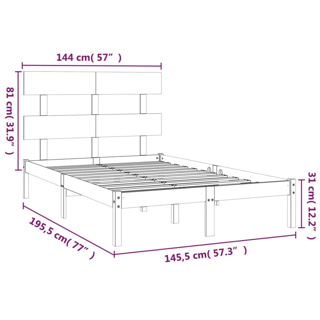 Giroletto Nero in Legno Massello 140x190 cm | homemem39