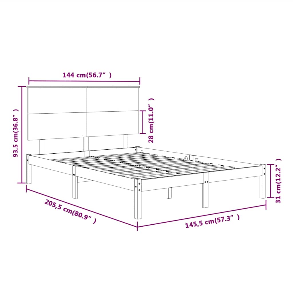 Giroletto senza Materasso Bianco 140x200 cm Legno Massello Pino | homemem39