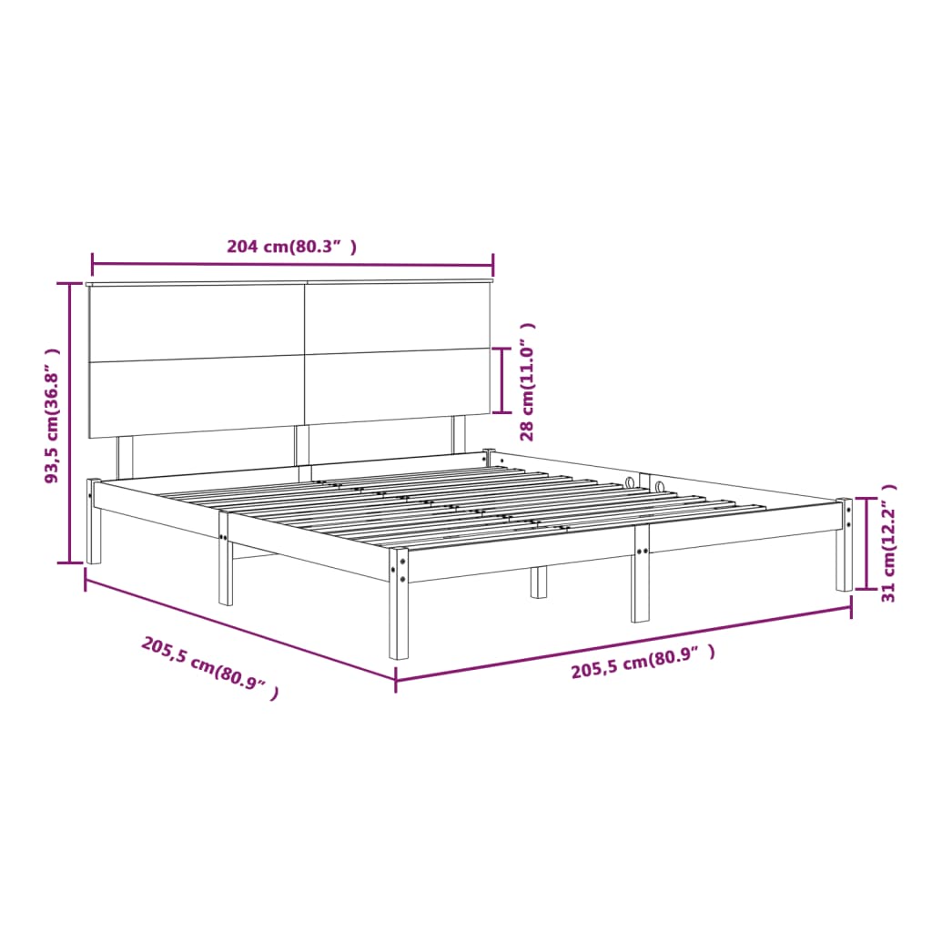 Giroletto Nero in Legno Massello di Pino 200x200 cm | homemem39
