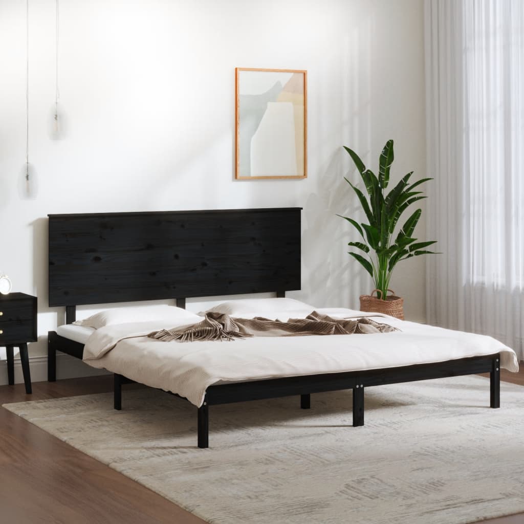 Giroletto Nero in Legno Massello di Pino 200x200 cm | homemem39