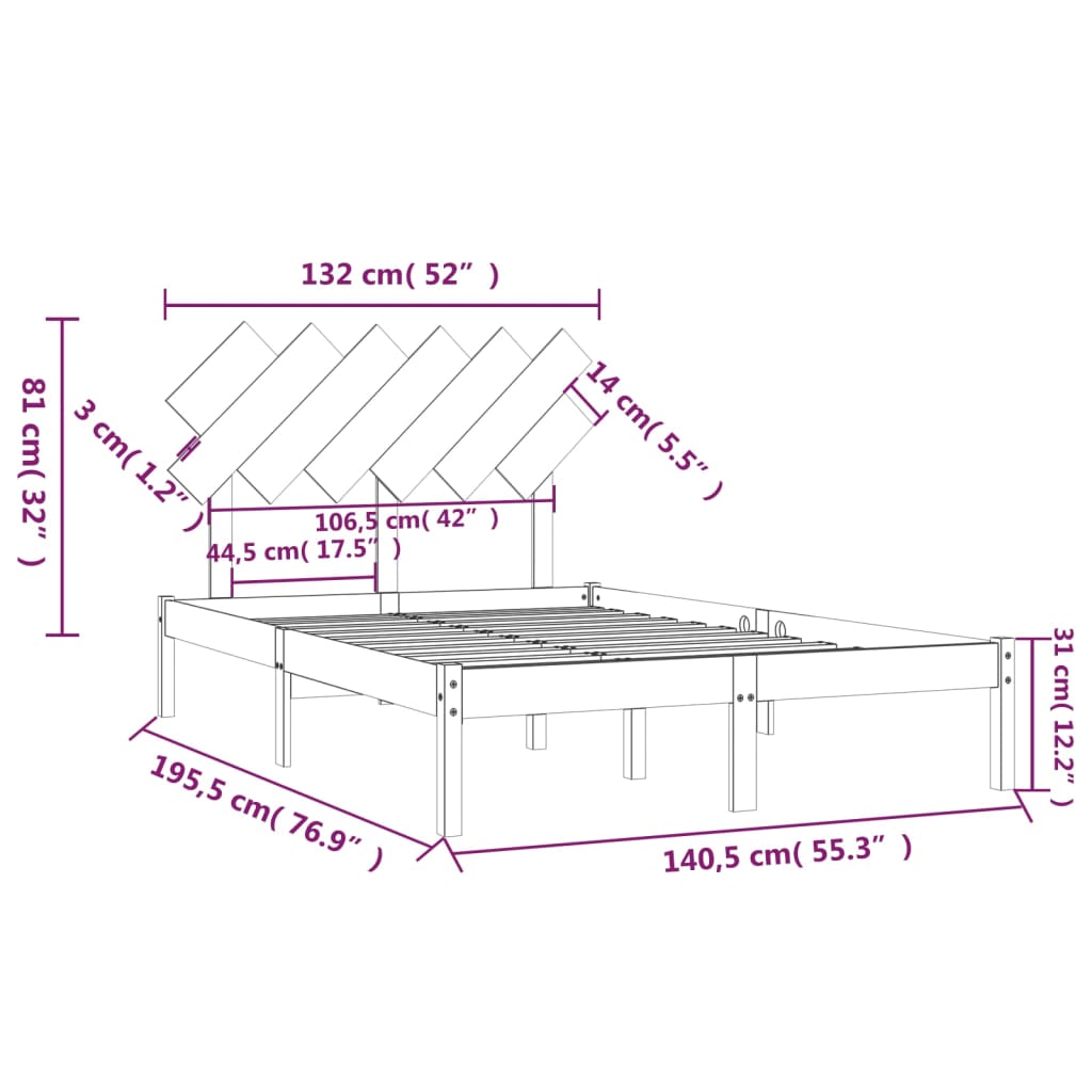 Giroletto Bianco 135x190 cm Double in legno Massello