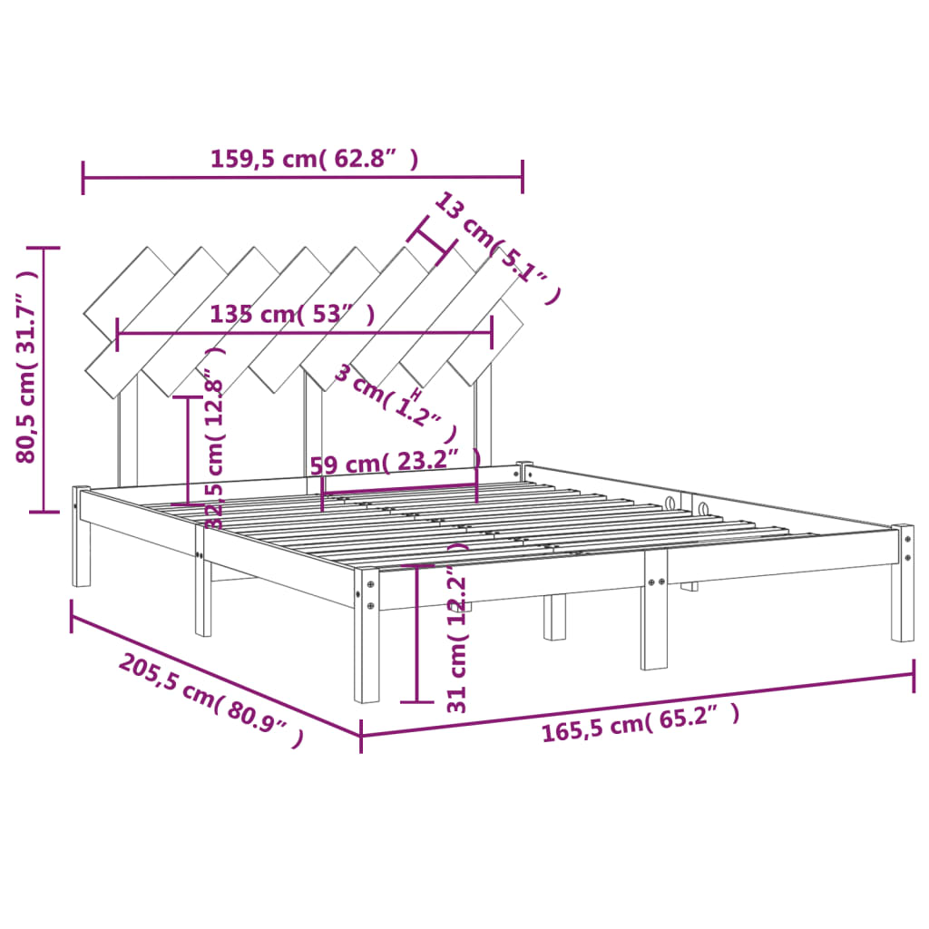 Giroletto Bianco 160x200 cm in Legno Massello | homemem39
