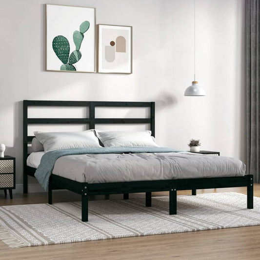 Giroletto Nero in Legno Massello di Pino 140x190 cm | homemem39