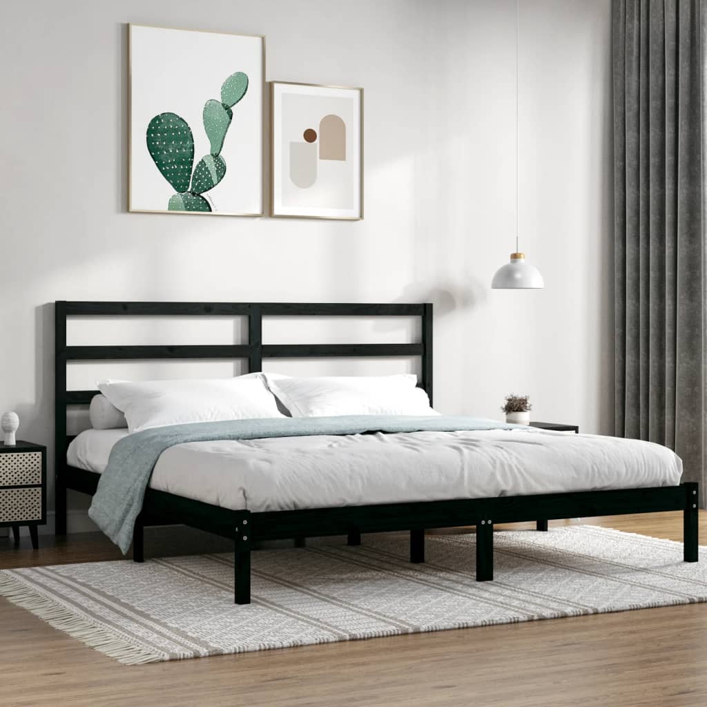 Giroletto Nero in Legno Massello di Pino 200x200 cm | homemem39