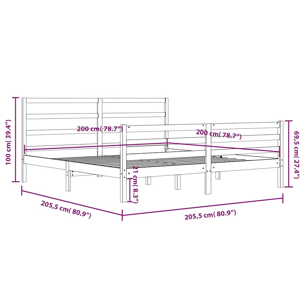 Giroletto Grigio in Legno Massello di Pino 200x200 cm | homemem39