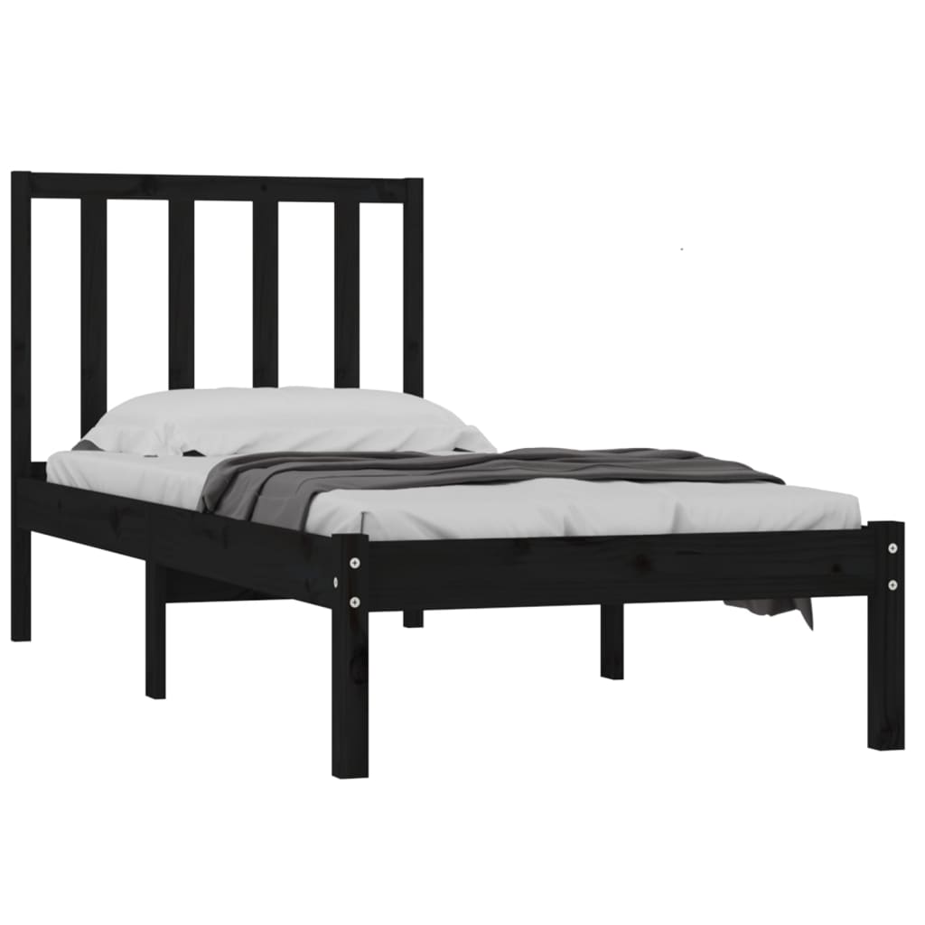Giroletto in Legno Massello Nero 75x190 cm Small Single | homemem39