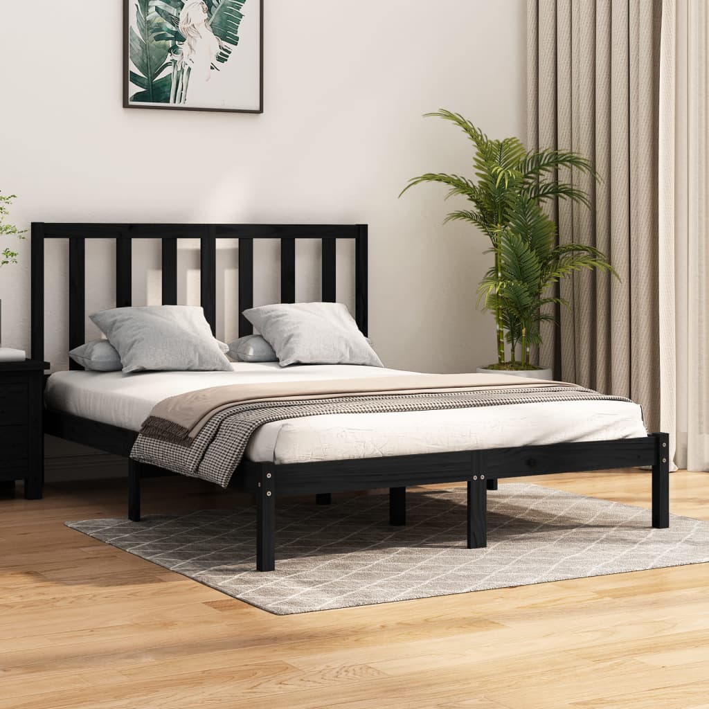 Giroletto Nero in Legno Massello di Pino 140x190 cm | homemem39