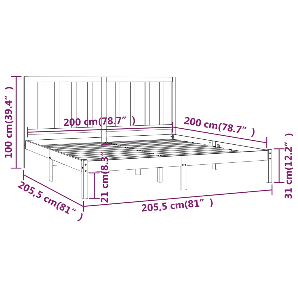 Giroletto Nero in Legno Massello di Pino 200x200 cm | homemem39