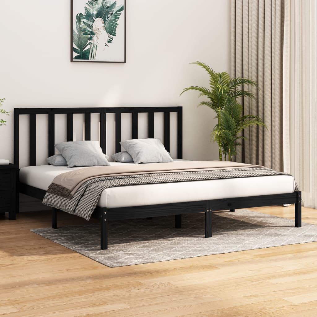 Giroletto Nero in Legno Massello di Pino 200x200 cm | homemem39