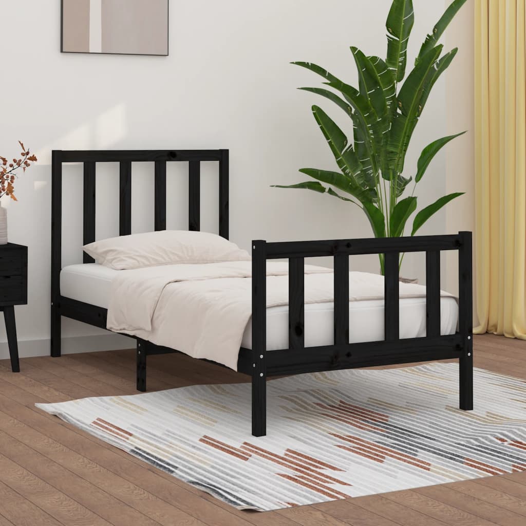 Giroletto in Legno Massello Nero 75x190 cm Small Single | homemem39