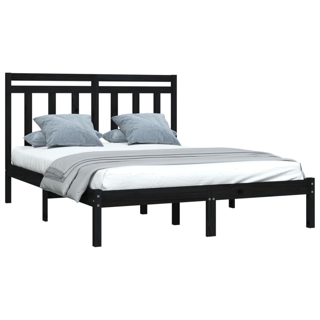 Giroletto Nero in Legno Massello 150x200 cm King Size | homemem39
