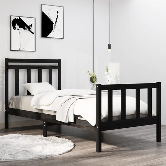 Giroletto in Legno Massello Nero 75x190 cm Small Single | homemem39
