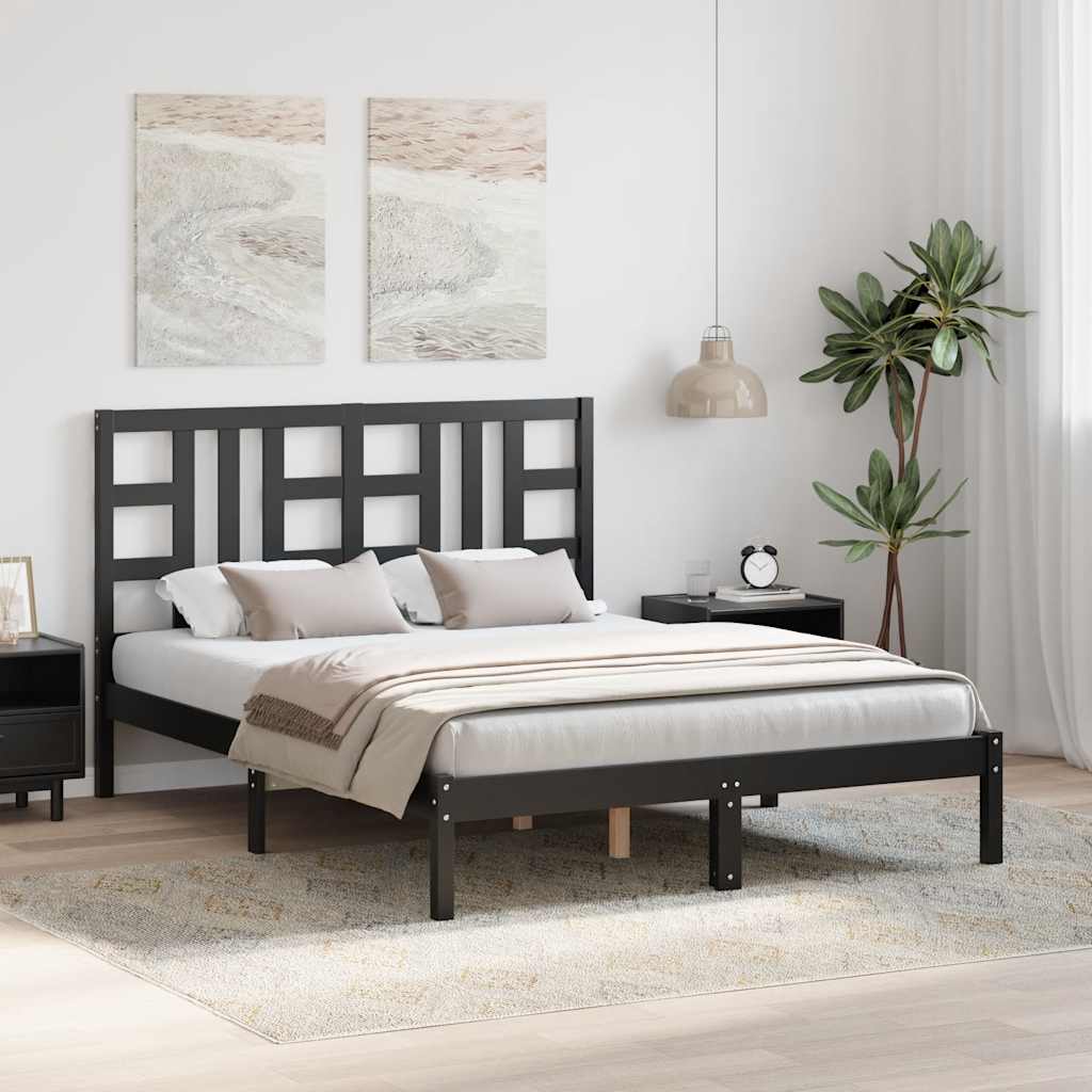 Giroletto Nero in Legno Massello 140x190 cm | homemem39