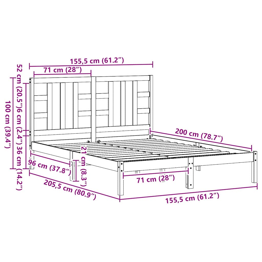 Giroletto Bianco in Legno Massello 150x200 cm King Size