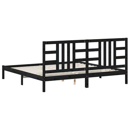 Giroletto Nero in Legno Massello 200x200 cm | homemem39
