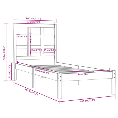 Giroletto Bianco in Legno Massello 75x190 cm Small Single | homemem39
