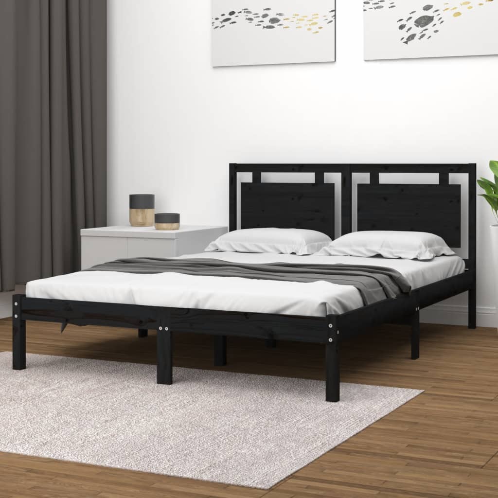 Giroletto Nero in Legno Massello 200x200 cm | homemem39