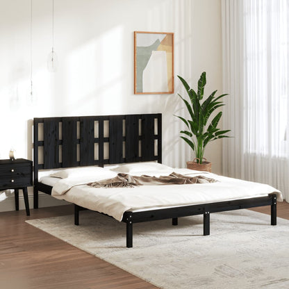 Giroletto Nero in Legno Massello 150x200 cm King Size | homemem39