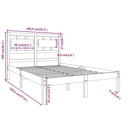 Giroletto Bianco in Legno Massello 135x190 cm Double