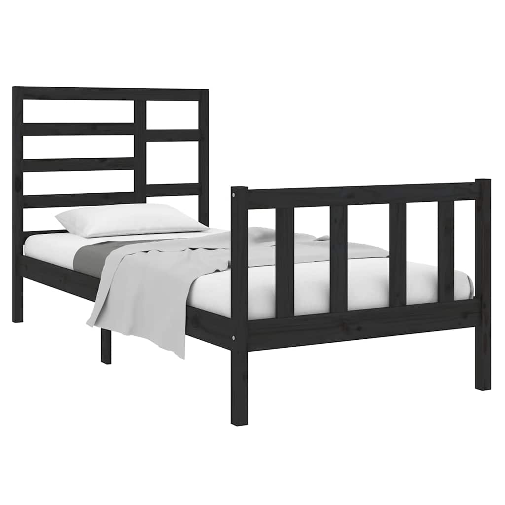 Giroletto in Legno Massello Nero 75x190 cm Small Single | homemem39