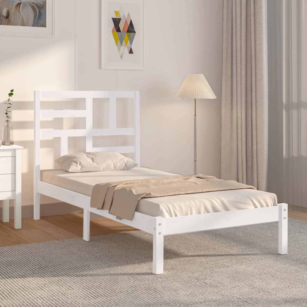 Giroletto Bianco in Legno Massello 75x190 cm Small Single | homemem39