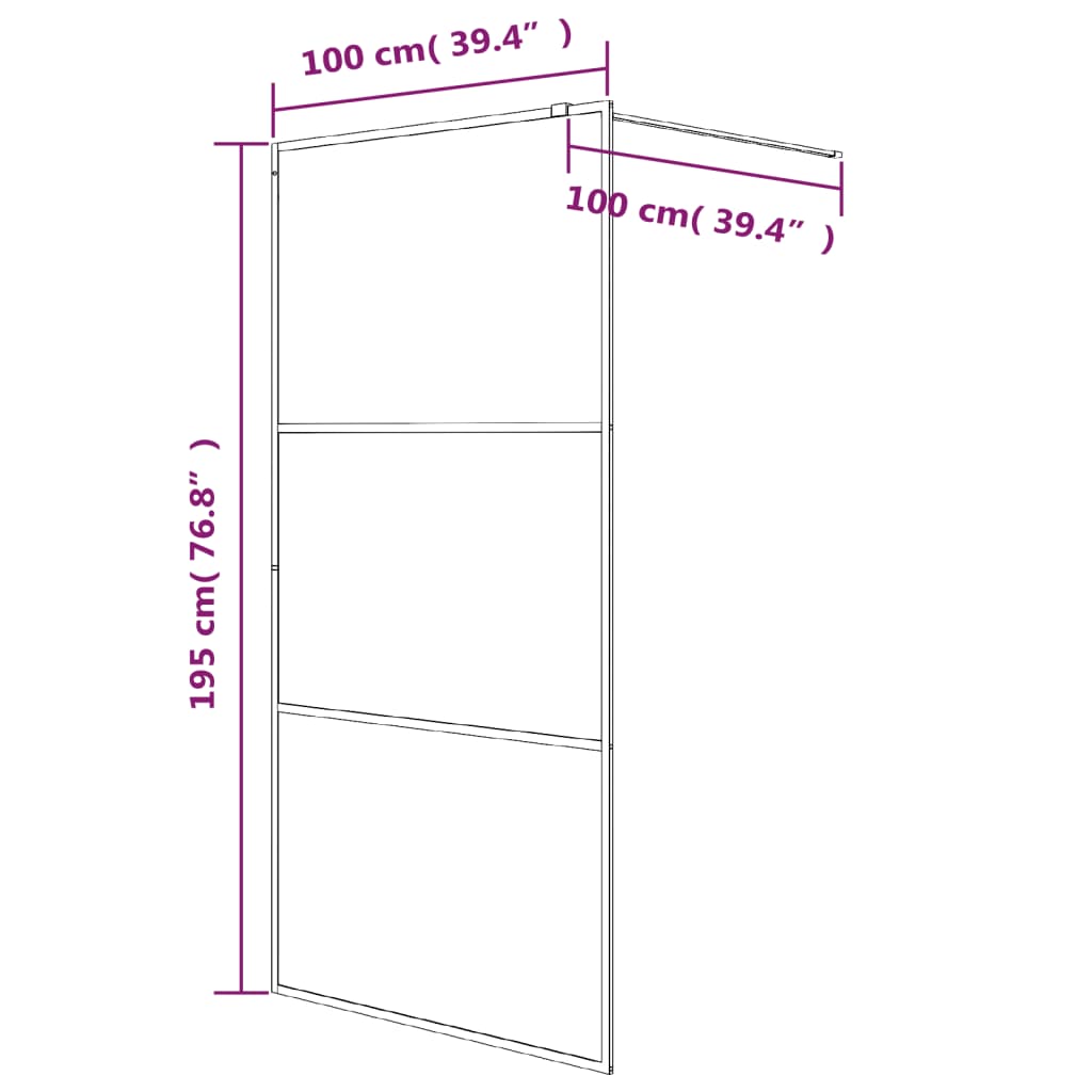 Parete Doccia Walk in 100x195 cm Vetro Semi Smerigliato ESG | homemem39