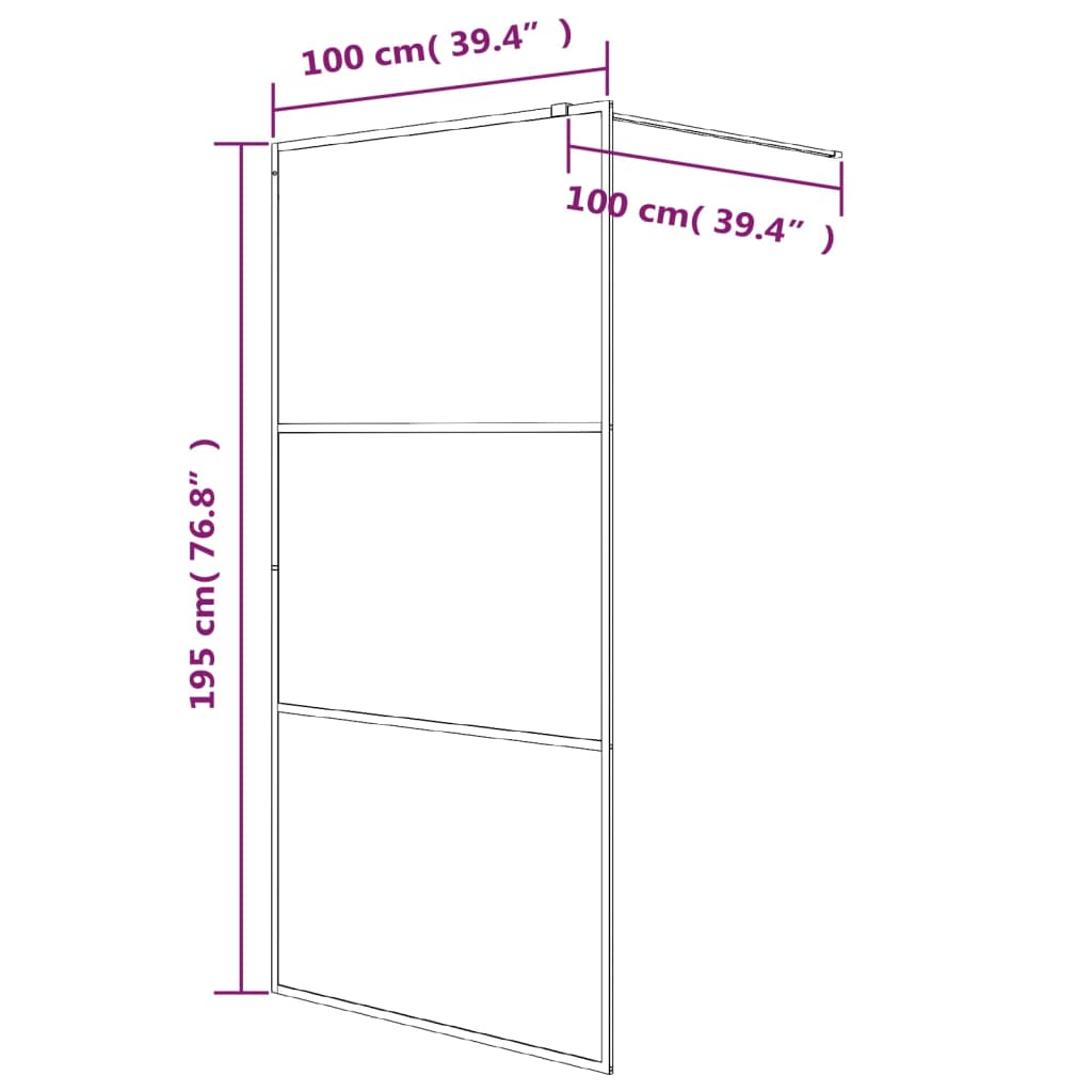 Parete Doccia Walk in 100x195 cm Vetro Smerigliato ESG