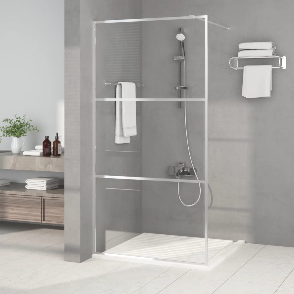 Parete Doccia Walk in Argento 100x195 cm Vetro Trasparente ESG | homemem39