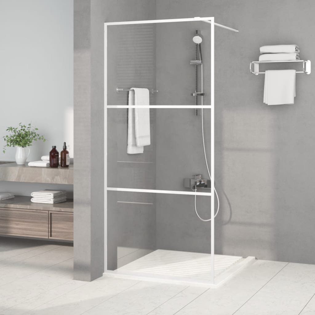 Parete Doccia Walk in Bianca 90x195 cm Vetro Trasparente ESG | homemem39