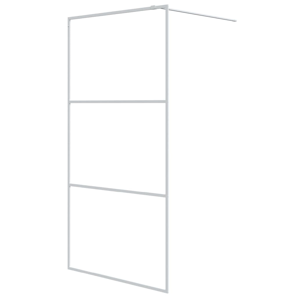 Parete Doccia Walk in Bianca 100x195 cm Vetro Trasparente ESG | homemem39