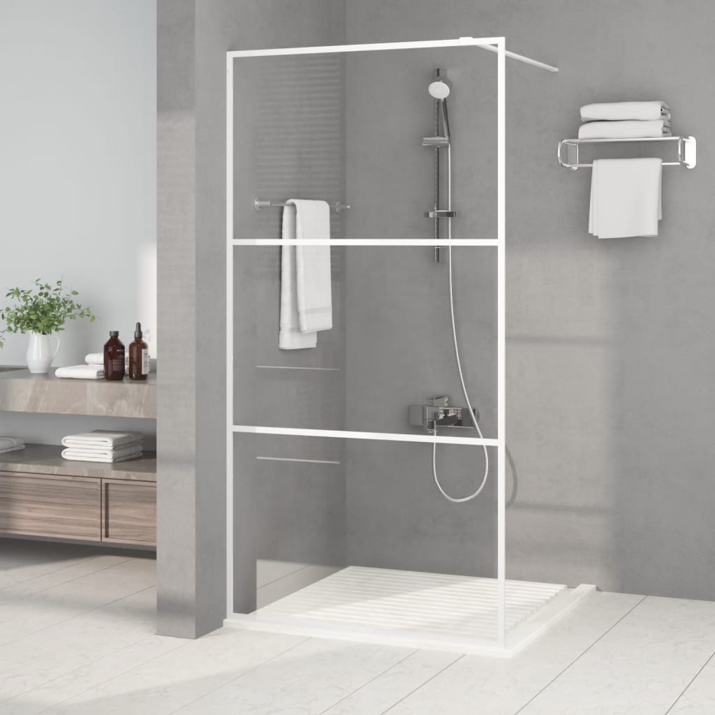 Parete Doccia Walk in Bianca 100x195 cm Vetro Trasparente ESG | homemem39